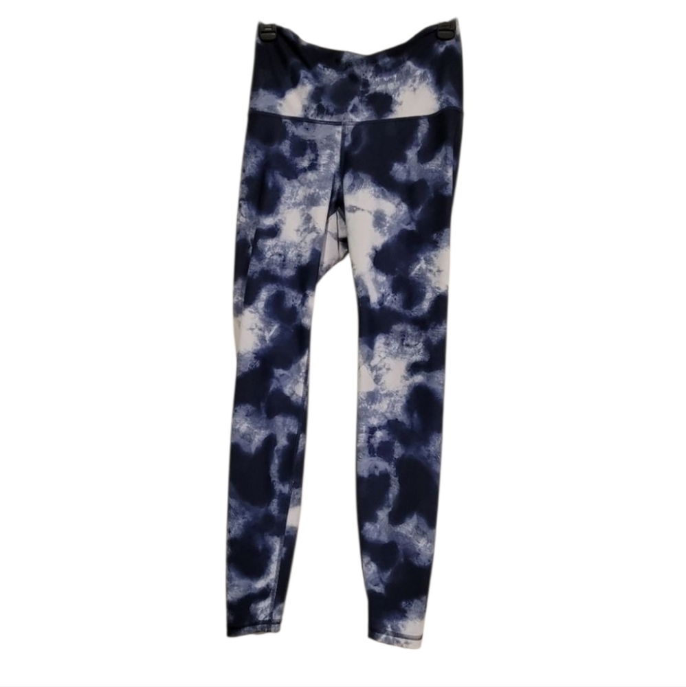 Old Navy go dry blue white tie dye active, gym, fitness, workout leggings Sz M